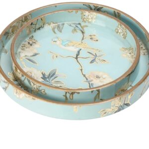 Wooden Round Floral Printed Serving Trays